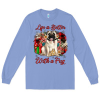 Colony Blue Christmas life is better with a pug Long Sleeve Tee - JahusDesignShop