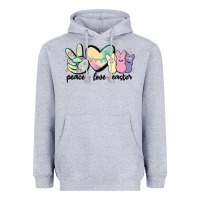 Heather Grey peace love peeps Heavyweight Hoodie - MaliasSmallBusiness