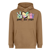Toasted Coconut peace love peeps Heavyweight Hoodie - MaliasSmallBusiness