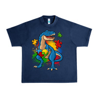 Navy autism trex Urban Heavy Tee - Zillion Design Studio