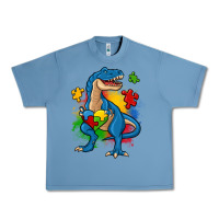 Pebble Blue autism trex Urban Heavy Tee - Zillion Design Studio