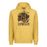 Antique Gold Western Cowboy Portrait With Cactus Premium Hoodie - BundleAndBundleShop