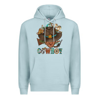 Blue Mist Western Cowboy Portrait With Cactus Premium Hoodie - BundleAndBundleShop