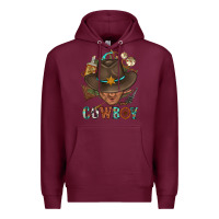 Burgundy Western Cowboy Portrait With Cactus Premium Hoodie - BundleAndBundleShop