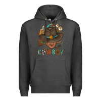 Charcoal Heather Western Cowboy Portrait With Cactus Premium Hoodie - BundleAndBundleShop