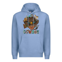 Colony Blue Western Cowboy Portrait With Cactus Premium Hoodie - BundleAndBundleShop