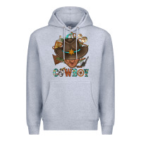 Heather Grey Western Cowboy Portrait With Cactus Premium Hoodie - BundleAndBundleShop