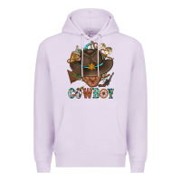 Lilac Western Cowboy Portrait With Cactus Premium Hoodie - BundleAndBundleShop