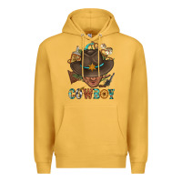 Mustard Western Cowboy Portrait With Cactus Premium Hoodie - BundleAndBundleShop
