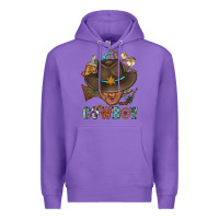 Purple Western Cowboy Portrait With Cactus Premium Hoodie - BundleAndBundleShop
