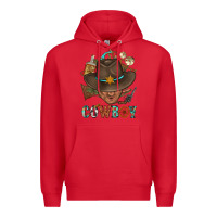 Red Western Cowboy Portrait With Cactus Premium Hoodie - BundleAndBundleShop