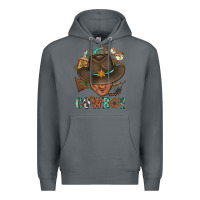 Rock Western Cowboy Portrait With Cactus Premium Hoodie - BundleAndBundleShop