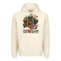 Sandshell Western Cowboy Portrait With Cactus Premium Hoodie - BundleAndBundleShop
