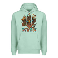 Seafoam Western Cowboy Portrait With Cactus Premium Hoodie - BundleAndBundleShop
