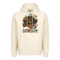 Western Cowboy Portrait With Cactus Premium Hoodie | Teevron