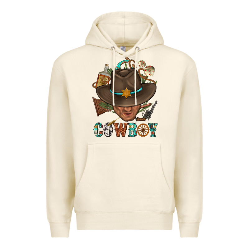 Western Cowboy Portrait With Cactus Premium Hoodie by BundleAndBundleShop | Teevron