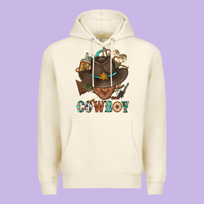 Western Cowboy Portrait With Cactus Premium Hoodie Designed By Bundleandbundleshop