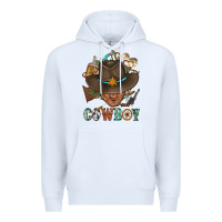 White Western Cowboy Portrait With Cactus Premium Hoodie - BundleAndBundleShop