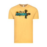 Vintage Mustard she i̇s strong western cross Vintage Tee - RanaPortraitStore