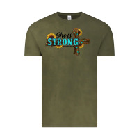 Vintage Olive she i̇s strong western cross Vintage Tee - RanaPortraitStore