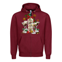Burgundy Christmas martini  and martini bottle Zipper Hoodie - AdoDesignShop
