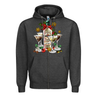 Charcoal Heather Christmas martini  and martini bottle Zipper Hoodie - AdoDesignShop