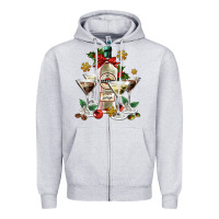 Heather Grey Christmas martini  and martini bottle Zipper Hoodie - AdoDesignShop
