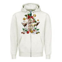 Oatmeal Heather Christmas martini  and martini bottle Zipper Hoodie - AdoDesignShop