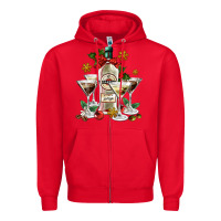 Red Christmas martini  and martini bottle Zipper Hoodie - AdoDesignShop