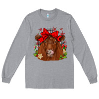 Heather Grey christmas red angus Long Sleeve Tee - JahusDesignShop