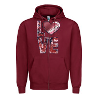 Burgundy football love Zipper Hoodie - JahusDesignShop