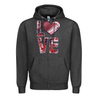 Charcoal Heather football love Zipper Hoodie - JahusDesignShop