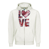 Oatmeal Heather football love Zipper Hoodie - JahusDesignShop