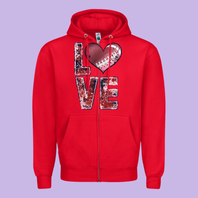 Football Love Zipper Hoodie Designed By Jahusdesignshop