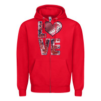 Red football love Zipper Hoodie - JahusDesignShop
