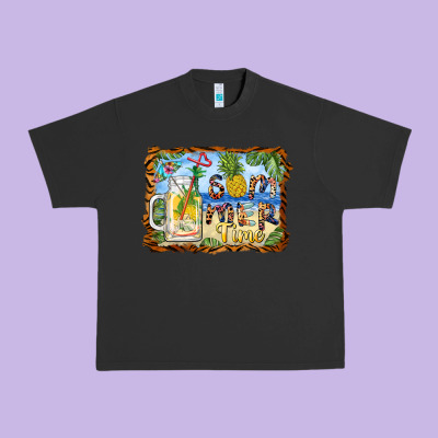 Summer Time Pineapple And  Beach Urban Heavy Tee Designed By Barkaloodesign