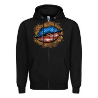 Black western 4 of july lips Zipper Hoodie - BundleAndBundleShop