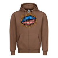 Chestnut western 4 of july lips Zipper Hoodie - BundleAndBundleShop