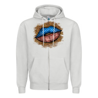 Dove Grey western 4 of july lips Zipper Hoodie - BundleAndBundleShop
