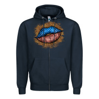 Navy western 4 of july lips Zipper Hoodie - BundleAndBundleShop