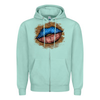 Seafoam western 4 of july lips Zipper Hoodie - BundleAndBundleShop