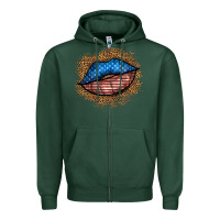 Sports Green western 4 of july lips Zipper Hoodie - BundleAndBundleShop