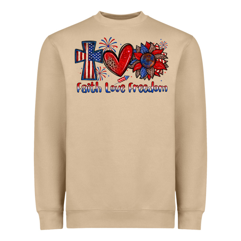 Faith Love Freedom Heavyweight Sweatshirt by Zillion Design Studio | Teevron
