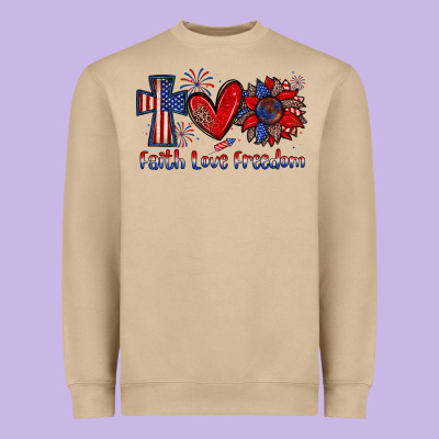 Faith Love Freedom Heavyweight Sweatshirt Designed By Zillion Design Studio