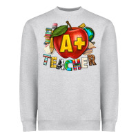 Heather Grey a plus teacher Heavyweight Sweatshirt - texasbilliewilder