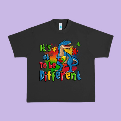 It's Ok To Be Different Autism Trex Urban Heavy Tee Designed By Zillion Design Studio