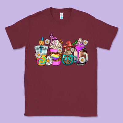 Hippie Coffee Cups Classic Tee Designed By Adodesignshop