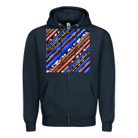 Navy western america seamless pattern Zipper Hoodie - BundleAndBundleShop