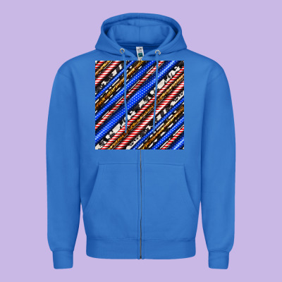 Western America Seamless Pattern Zipper Hoodie Designed By Bundleandbundleshop