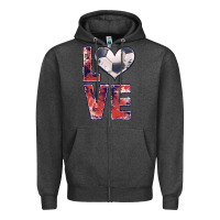 Charcoal Heather soccer love Zipper Hoodie - JahusDesignShop